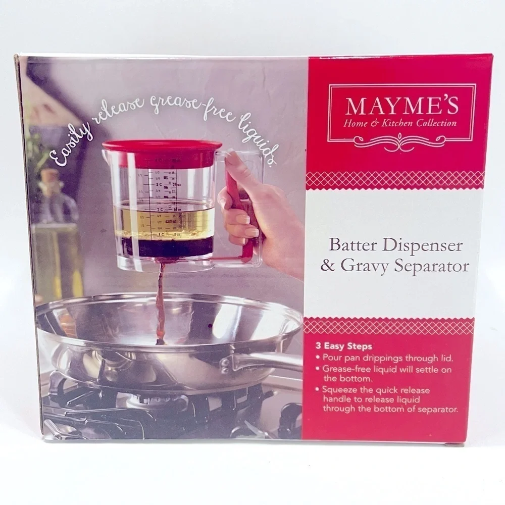 NIB Batter Dispenser / Gravy Separator Grease 4 Cups Mayme’s Kitchen Gadgets